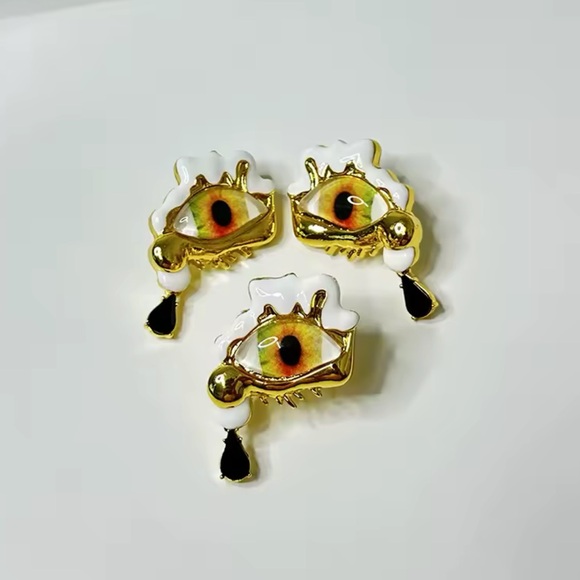 Micola - Personality Art Devil's Eye Teardrop Earrings & Ring Set ( Adjustable) - Picture 7 of 15